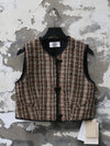 INTO THE EAST 2025 Autumn/Winter Green and Brown Blended Plaid Duffle Vest/Blended Hooded Jacket/Coat ITE-E1DGAW139GBR20VE-LZ Vest